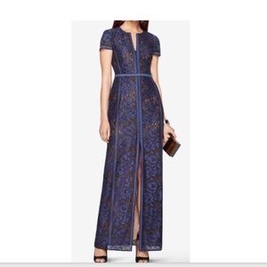 BCBGMaxAzria Navy and Black Lace Maxi Dress
